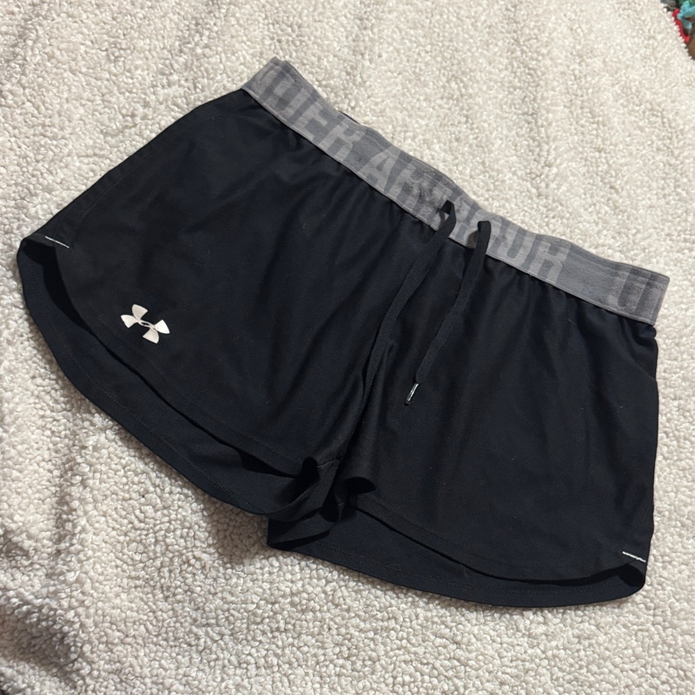 Under Armour Women's Black Shorts with Gray Waistband